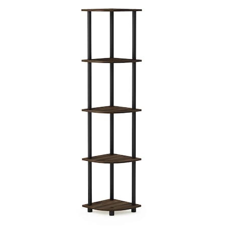 Furinno Furinno 99811CWN-BK Turn-N-Tube 5 Tier Corner Display Rack Multipurpose Shelving Unit; Columbia Walnut & Black - 57.7 x 11.6 x 11.6 in. 99811CWN/BK